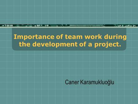 Caner Karamukluoğlu Importance of team work during the development of a project.