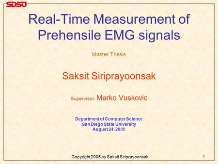 Real-Time Measurement of Prehensile EMG signals