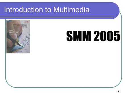1 Introduction to Multimedia SMM 2005. 2 2 Introduction to Multimedia Chapter 8.