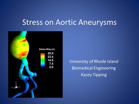 Stress on Aortic Aneurysms University of Rhode Island Biomedical Engineering Kasey Tipping.