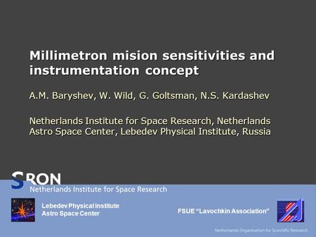 Millimetron mision sensitivities and instrumentation concept