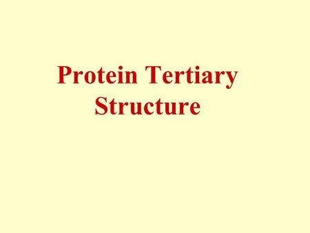 Protein Tertiary Structure. Primary: amino acid linear sequence. Secondary:  -helices, β-sheets and loops. Tertiary: the 3D shape of the fully folded.