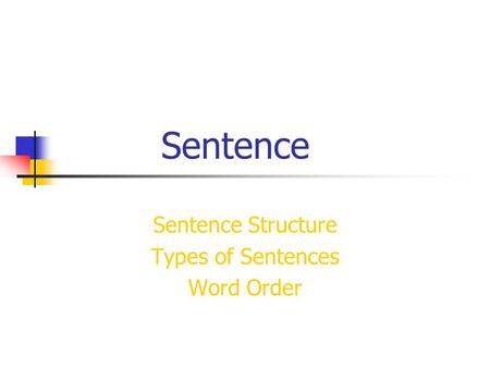 Sentence Sentence Structure Types of Sentences Word Order.
