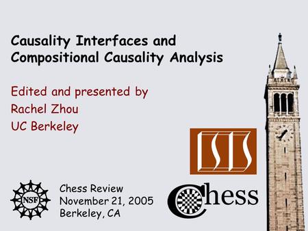 Chess Review November 21, 2005 Berkeley, CA Edited and presented by Causality Interfaces and Compositional Causality Analysis Rachel Zhou UC Berkeley.