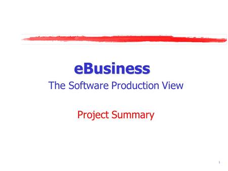 1 eBusiness The Software Production View Project Summary.