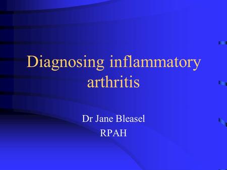 Diagnosing inflammatory arthritis