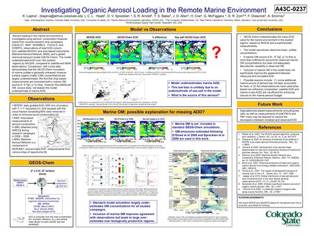 Investigating Organic Aerosol Loading in the Remote Marine Environment K. Lapina 1, ), C. L. Heald 1, D. V. Spracklen 2, S.