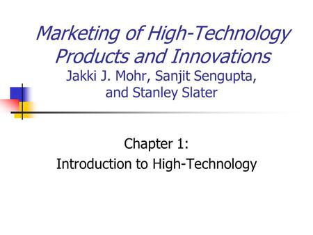 Chapter 1: Introduction to High-Technology
