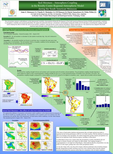 Coupling Strength between Soil Moisture and Precipitation Tunings and the Land-Surface Database Ecoclimap Experiment design: Two 10-member ensembles -