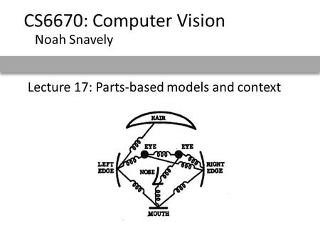 Lecture 17: Parts-based models and context CS6670: Computer Vision Noah Snavely.