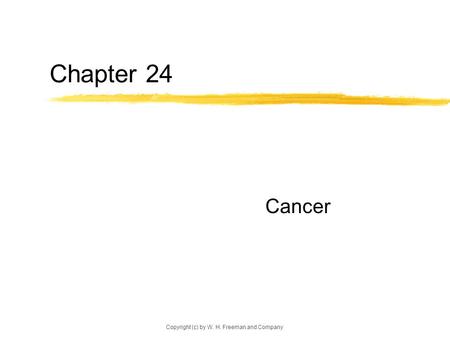 Copyright (c) by W. H. Freeman and Company Chapter 24 Cancer.
