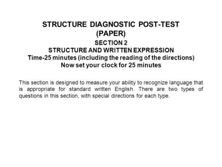 STRUCTURE DIAGNOSTIC POST-TEST (PAPER)