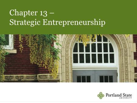 Chapter 13 – Strategic Entrepreneurship