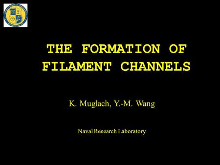 THE FORMATION OF FILAMENT CHANNELS K. Muglach, Y.-M. Wang Naval Research Laboratory.