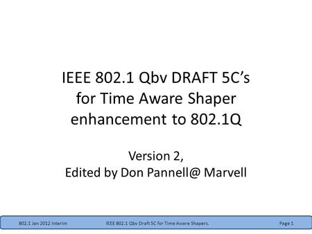 IEEE Qbv DRAFT 5C’s for Time Aware Shaper enhancement to 802.1Q