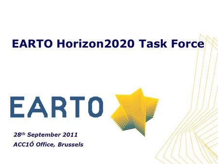 EARTO Horizon2020 Task Force 28 th September 2011 ACC1Ó Office, Brussels.
