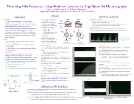 Methods Monitoring Polar Compounds Using Membrane Extraction and High-Speed Gas Chromatography Authors: Jonathan Maurer, Dr. Anthony J. Borgerding* Department.