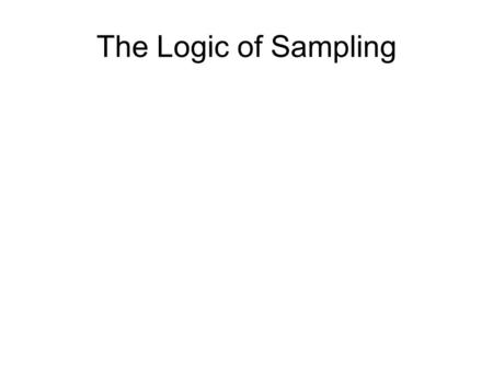 The Logic of Sampling. Political Polls and Survey Sampling In the 2000 Presidential election, pollsters came within a couple of percentage points of estimating.