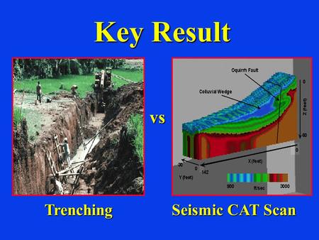 Key Result Seismic CAT Scan vs Trenching.