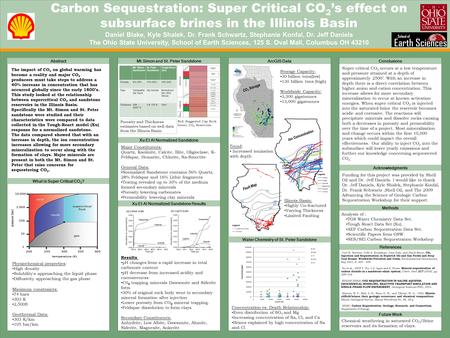 TEMPLATE DESIGN © 2008 www.PosterPresentations.com Carbon Sequestration: Super Critical CO 2 ’s effect on subsurface brines in the Illinois Basin Daniel.