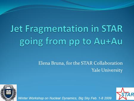 Elena Bruna, for the STAR Collaboration Yale University Winter Workshop on Nuclear Dynamics, Big Sky Feb. 1-8 2009.