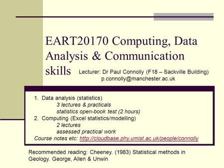 EART20170 Computing, Data Analysis & Communication skills
