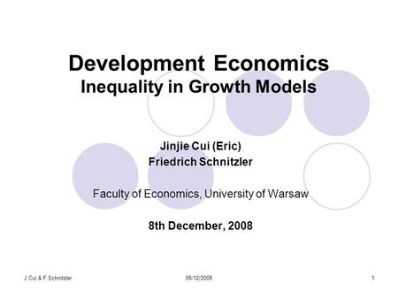 Development Economics Inequality in Growth Models