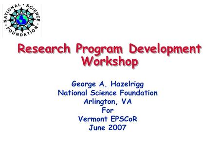 Research Program Development Workshop