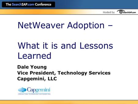NetWeaver Adoption – What it is and Lessons Learned