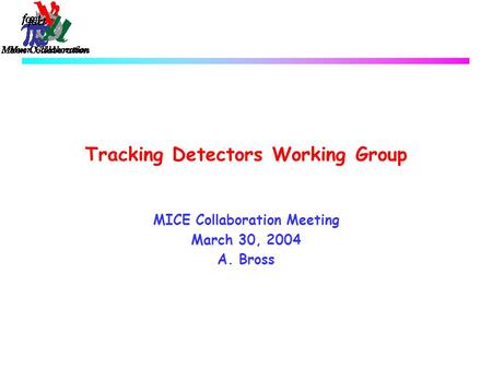 Tracking Detectors Working Group MICE Collaboration Meeting March 30, 2004 A. Bross.