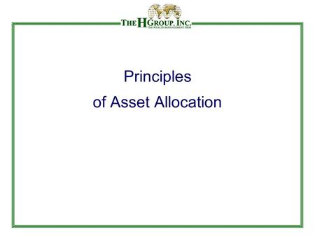 Principles of Asset Allocation. Importance of Asset Allocation Source: Brinson, Beebower and Singer.