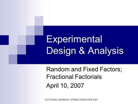 Experimental Design & Analysis