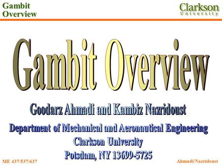 Gambit Overview Ahmadi/Nazridoust ME 437/537/637.