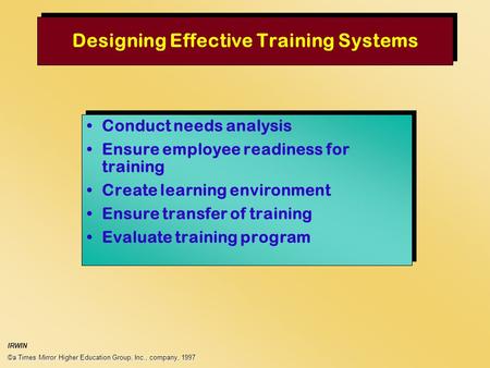 Designing Effective Training Systems