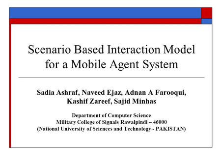 Scenario Based Interaction Model for a Mobile Agent System
