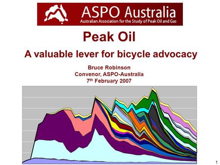1 Peak Oil A valuable lever for bicycle advocacy Bruce Robinson Convenor, ASPO-Australia 7 th February 2007.