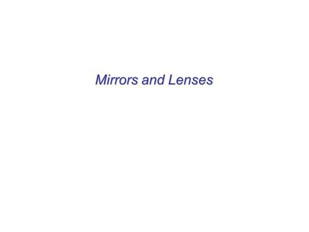 Mirrors and Lenses. Optics Terminology and Assumptions Focus or focal point – point from which a portion of waves diverge or on which they converge Optical.