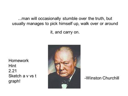 ...man will occasionally stumble over the truth, but usually manages to pick himself up, walk over or around it, and carry on. -Winston Churchill Homework.