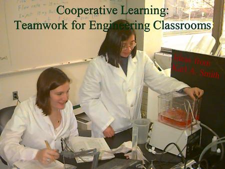 Cooperative Learning: Teamwork for Engineering Classrooms  Ideas from Karl A. Smith.