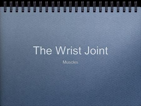 The Wrist Joint Muscles. Elbow flexors - anterior Elbow extensors - posterior Forearm pronators Forearm supinators.