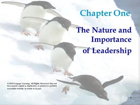 1 Chapter One The Nature and Importance of Leadership © 2010 Cengage Learning. All Rights Reserved. May not be scanned, copied or duplicated, or posted.