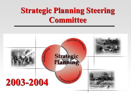 Strategic Planning Steering Committee 2003-2004. Important Tasks for 2003-2004 Reintroduction of the strategic plan to our constituents Implementation.