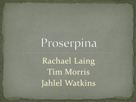 Rachael Laing Tim Morris Jahlel Watkins. The Abduction (or Rape) of Proserpina Ceres’ Search The Return and Fate of Proserpina.