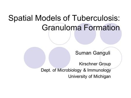 Spatial Models of Tuberculosis: Granuloma Formation