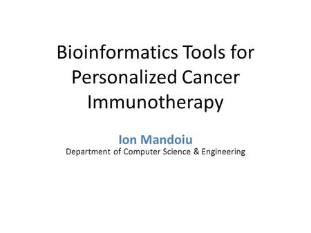 Bioinformatics Tools for Personalized Cancer Immunotherapy