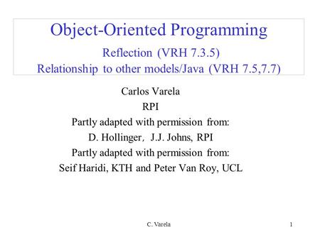 Object-Oriented Programming Reflection (VRH 7. 3
