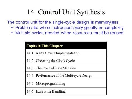 14 Control Unit Synthesis