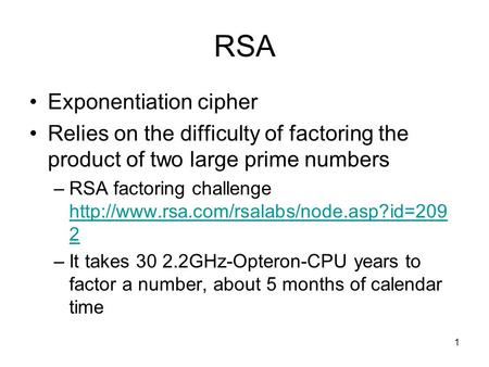RSA Exponentiation cipher