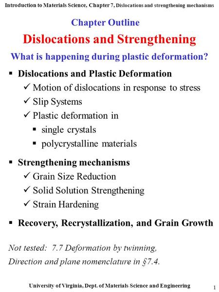 Dislocations and Strengthening