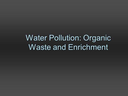Water Pollution: Organic Waste and Enrichment. Headwater stream, Rocky Mountains National Park, CO R.Grippo.